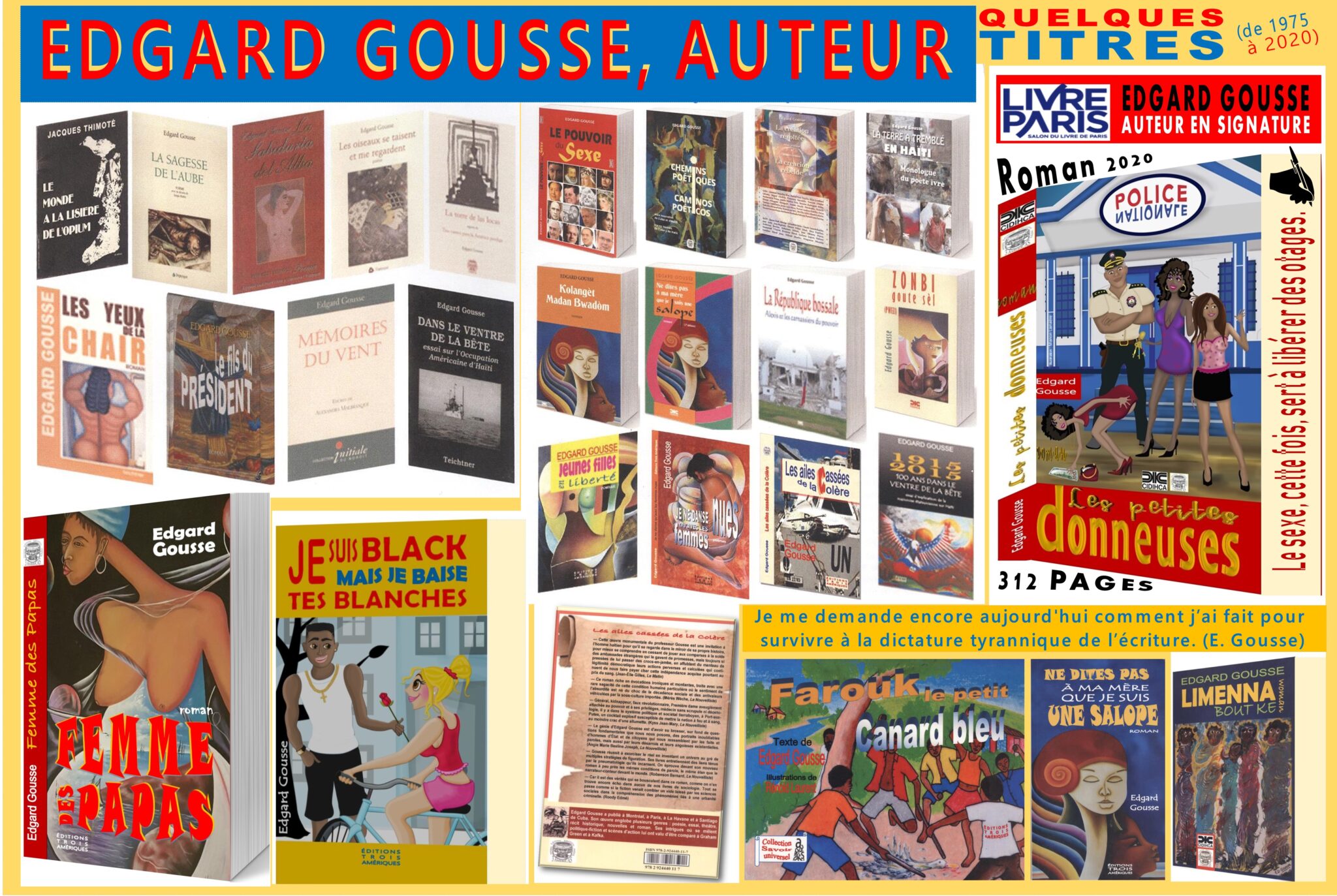 Edgard Gousse, Auteur_Quelques titres (1975-2020)